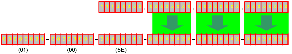 Diagram showing how multicast IP addresses are mapped to multicast Ethernet addresses